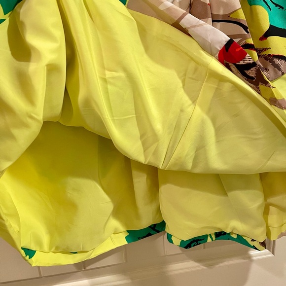 Christopher John Rogers Yellow and Green Asymmetrical Floral Dress Size 2 - Picture 8 of 8